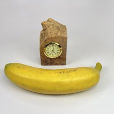 Charles Elkan Burl Wood Bookend Clock Organic Design Vintage picture