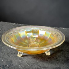 Vintage Imperial Glass Carnival Marigold Footed Dish Bowl 9inch Centerpiece VTG picture