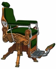 KOCHS BARBER CHAIR GREEN UPHOLSTERY HEAVY DUTY USA MADE METAL ADVERTISING SIGN picture