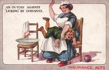 Vintage 1912 National Insurance Act Comic Postcard Fred Spurgin Spanking Posted picture