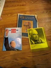 Barry Goldwater LOT Signed head Shot, Nixon Mg, Retrospective In Arizona +2 Book picture