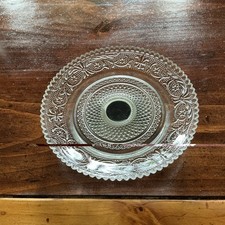 Silverplated Pedistal Server Sandwich Glass Pattern In Box 6” picture