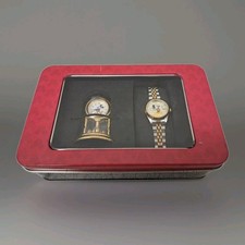 1990's Era Disney Women's Watch & Miniature Anniversary Clock Set New In Box picture