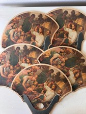 Lot 5 VTG Cardboard Advertising cardstock Fans Jesus & Children DX  Petroleum Co picture