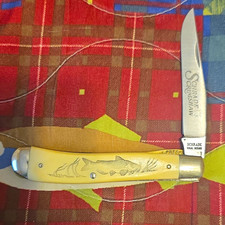 Schrade Scrimshaw 1988 SC503 1-Blade Ivory Plastic Handle SS Plain Clip Slip picture