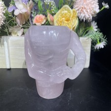 1.8LB 118mm''Natural Rose Quartz Fitness Cup Ornament Quartz Carving Gift picture
