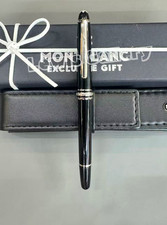 MONTBLANC Meisterstück Black Fountain Pen Elegant Silver Trim w/ Box & Pouch picture