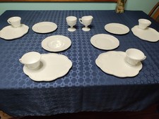 Colony Harvest White Milk Glass 14 Pc Luncheon/Tea Set Plates Cups Cream & Sugar picture