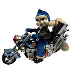 Vintage 70s Dan Dee Collector Choice Animated Snowman Snow Machine in Motorcycle picture
