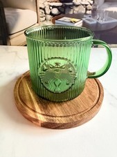 Starbucks 2026 Spring Matcha Green Ribbed Transparent Glass Mug picture