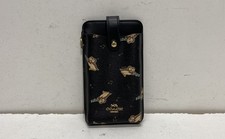 Coach Black Penguin Print North South Zip Phone Crossbody Bag Gold Hardware picture