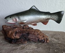 Big Sky Carvers Rainbow Trout On Burl Wood By Bill Reel Carved Fish Montana 7” picture