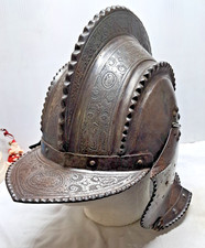 Ancient 17th Century  Barbuti German Burgonet Helmet Medieval Vintage 4lbs picture