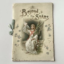 Antique Embossed Beautiful Beyond The Stars Christmas Card Embossed Angel Star picture