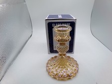 Reversible Amber Glass Diamond Pattern Candlestick Holders picture