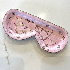 VTG Empress Arts Hand Painted Pink Enamel On Copper Eyeglass Trinket Tray 2003 picture