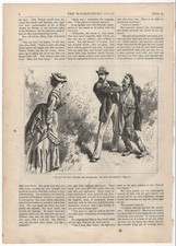 1874 Vict Printed Engraving, Lady w Gentleman from The Waldenburg Road Story picture