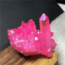 Aura Titanium Pink Rose Quartz Cluster  Crystal Energy Stone Geode Reiki Decor picture