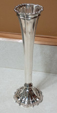 Avon Hudson Manor Silver Plated Bud Vase With Artficial Rose, Original Box picture