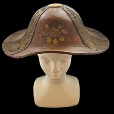 Antique Japanese Samurai Jingasa Unique Fluted Shape Gold Crest Edo Lacquer Hat picture