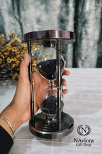 Vintage Brass Compass Hourglass Timer | Nautical Sand Timer with Working Compass picture