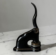 Antique SURE SHOT HOG OILER COMPANY Embossed  Stamp Corporate Iron Seal Press picture