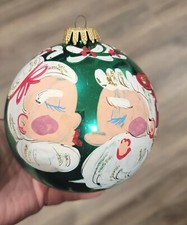 Santa Claus Handpainted Blown Glass Ball Christmas Ornament picture