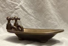 Vintage PENCO Solid Brass Bathtub Soap Dish Clawfoot Mini Faucets Trinket Tray picture
