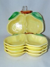 5 Vintage Mid-Century YELLOW PEAR Pottery Bowls, BELMAR California #320 USA picture