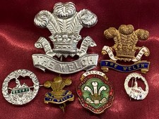 Job Lot of The Welsh Regiment, SWB Enamel sweetheart Brooches & Pins picture