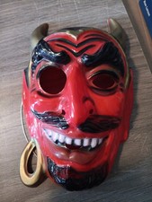 Vintage Ben Cooper Devil Halloween Mask Plastic Adult Satan Colorful  picture