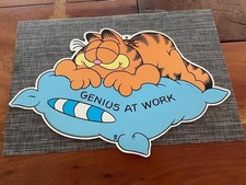 Vtg Garfield Standee Advertising Store Display Header 18x11 Genius at Work picture