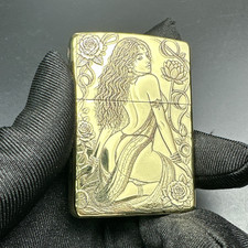 Indian Woman Engraved Lighter – Rose & Lotus 3D Relief Zippo picture