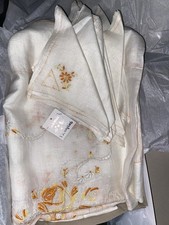 Vintage embroidered floral linen table cloth  60 By 82” picture