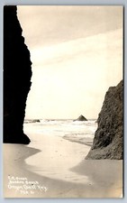 C.1940 RPPC BANDON BEACH OREGON COAST HWY PAT PATTERSON PHOTO POSTCARD P36 picture