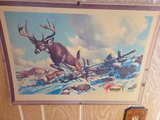 Vintage Schmidt’s of Philadelphia Beer Advertising Print Framed Deer Scene picture