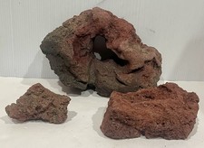 RED LAVA ROCKS (QTY 3) 1-W/HOLE-FISH TANK & AQUARIUMS-TOTAL WEIGHT: 6 LBS 10 OZ picture