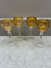 SET OF 4 NACHTMANN CRYSTAL TRAUBE AMBER CUT TO CLEAR 4.5' Cordial GLASSES picture