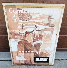 Vintage US Navy Recruiting Double Sided Metal Sidewalk Sign 1975 41x30  picture