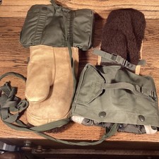 VINTAGE 1950's US ARMY M-1949 ARCTIC MITTENS GLOVES LEATHER ALPACA MILITARY  picture