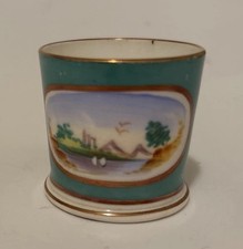Miniature Mid Victorian Staffordshire Hand-painted Mug Cup Ocean Mountain Hawaii picture