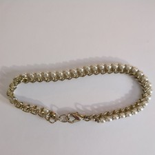 Silver Tone And Faux Pearl Women's Vintage Bracelet With A Claw Clasp picture