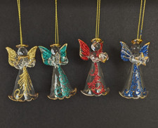 Uno Alla Volta Handblown Venetian Glass Rainbow Angel Christmas Ornaments picture