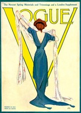 Vogue Magazine Cover c1910s Poster - Fashion Illustration 24x36” RARE Reprint picture