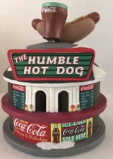 Vintage Coca Christmas Village Humble Hot Dog Stand Lighted Ceramic Building picture