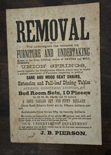 Antique 1879 Union Springs NY J B Pierson Furniture Undertaking Broadside Flyer picture