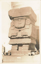 Postcard Mexico: RPPC Aztec Water Deity Stone Sculpture picture