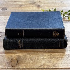 Bible stack- set of 2 vintage bibles- antique leather bound bibles picture