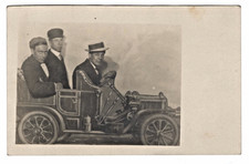 1910s~3 Victorian Men Pose in ROADSTER CAR STUDIO PROP REAL PHOTO POSTCARD RPPC picture