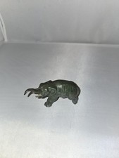 Vintage Antique Hand-Painted Cast Iron Elephant Figurine Trunk Up picture